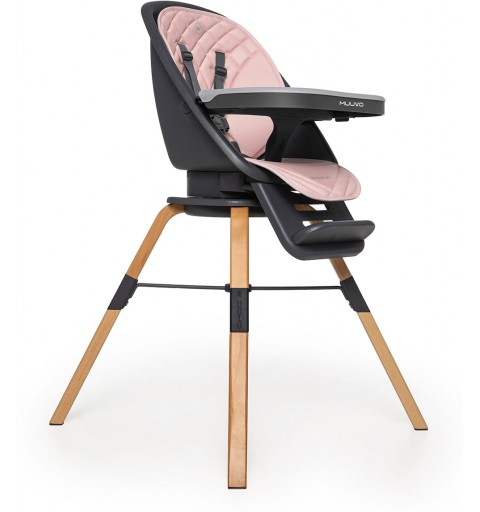 Muuvo Choc 2 - krzesełko do karmienia 3w1 z obrotowym siedziskiem | Powder Pink